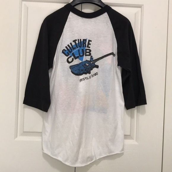 Vintage 1983 Culture Club Tee 3/4 Raglan Sleeve Tee Boy George Sz M Unisex White - Picture 3 of 17